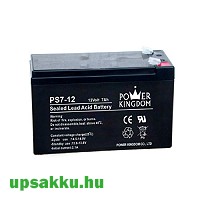 Power Kingdom PK12-7T2 7Ah 12V UPS akkumulátor (1 db) (<b>4 db</b> szükséges)