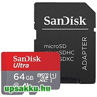   SanDisk MicroSDHC kártya 64GB Ultra Android (140MB/s, Class 10 UHS-I, A1) + SD adapter