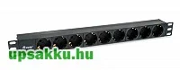   Equip 9-es fekete rackbe szerelhető elosztó schuko csatlakozóval (333282)