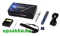   TS101 nyílt forráskódú intelligens forrasztópáka, kék burkolattal, B2 heggyel + T-Stand Mini állvány