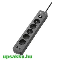APC PME5U2B-GR 5-ös túlfeszültség-védő-elosztó fekete-szürke 2 USB aljzattal<br><small>Mennyiségi egység (1 egység ezt takarja): 1 db</small>