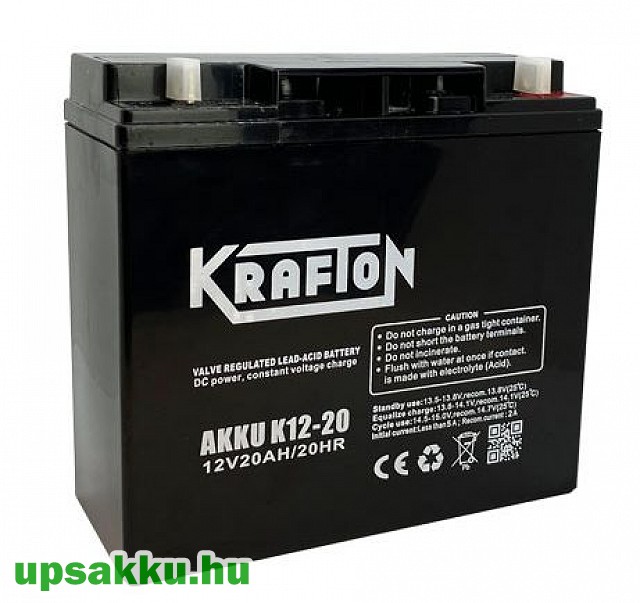 Krafton K12-20 20Ah 12V UPS akkumulátor<br><small>Mennyiségi egység (1 egység ezt takarja): 1 db</small>