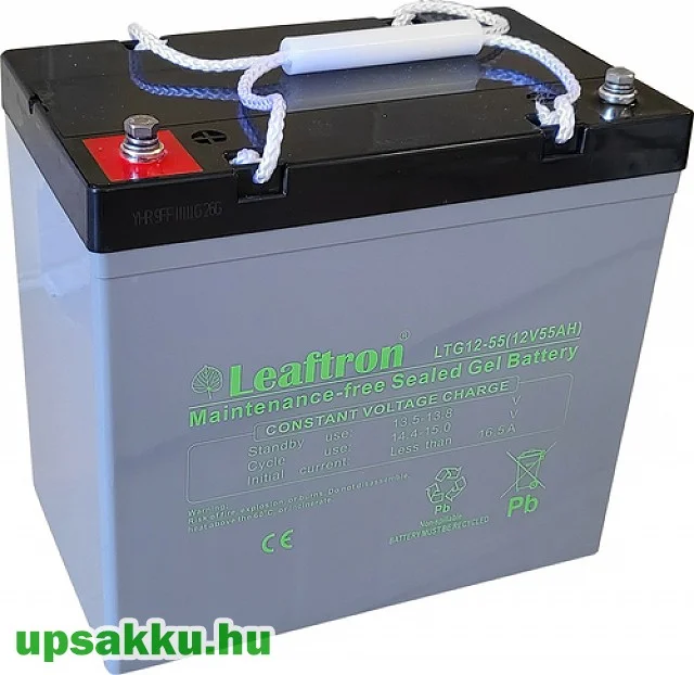 Leaftron LTG 55Ah 12V gél-zselés UPS és ciklikus akkumulátor (long-life, 10év)
