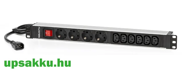 SPS 4F+6F PDU (Salicru) 10-es rackbe is szerelhető C14 - C13+Schuko elosztósáv