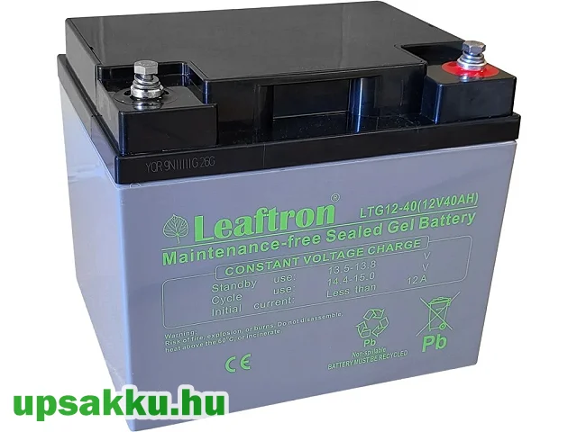 Leaftron LTG 40Ah 12V gél-zselés UPS és ciklikus akkumulátor (long-life, 10év)