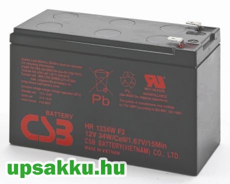 CSB HR 9Ah 12V UPS akkumulátor HR1234WF2 High Rate!<br><small>Mennyiségi egység (1 egység ezt takarja): 1 db</small>