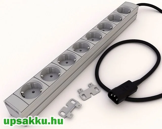   DI-STRIP Compact 8-as rackbe is szerelhető C14 - Schuko elosztósáv