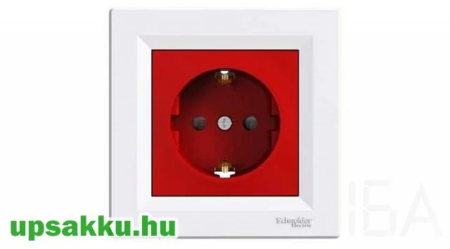   Schneider ASFORA 2P+F aljzat, gyermekvédelemmel, piros betét, csavaros bekötés, fehér, EPH2900521