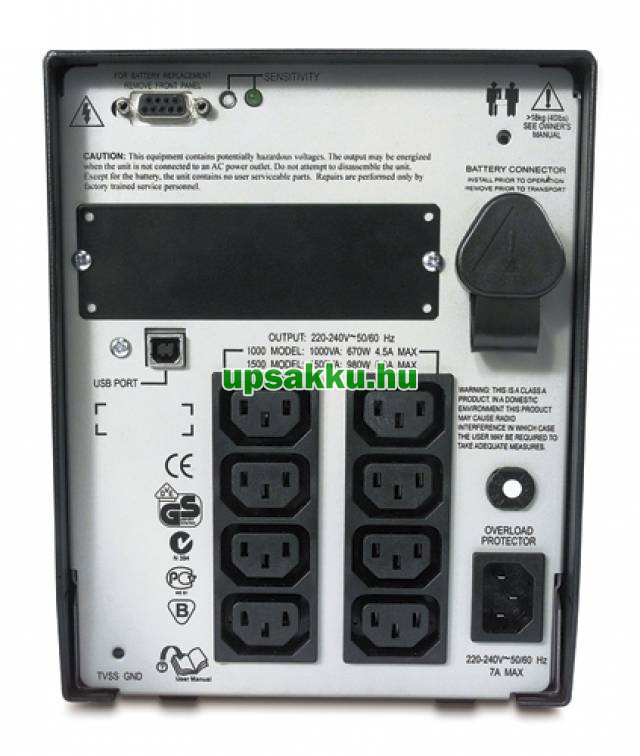 APC Smart-UPS SUA1500I szünetmentes tápegység - Hátulnézet